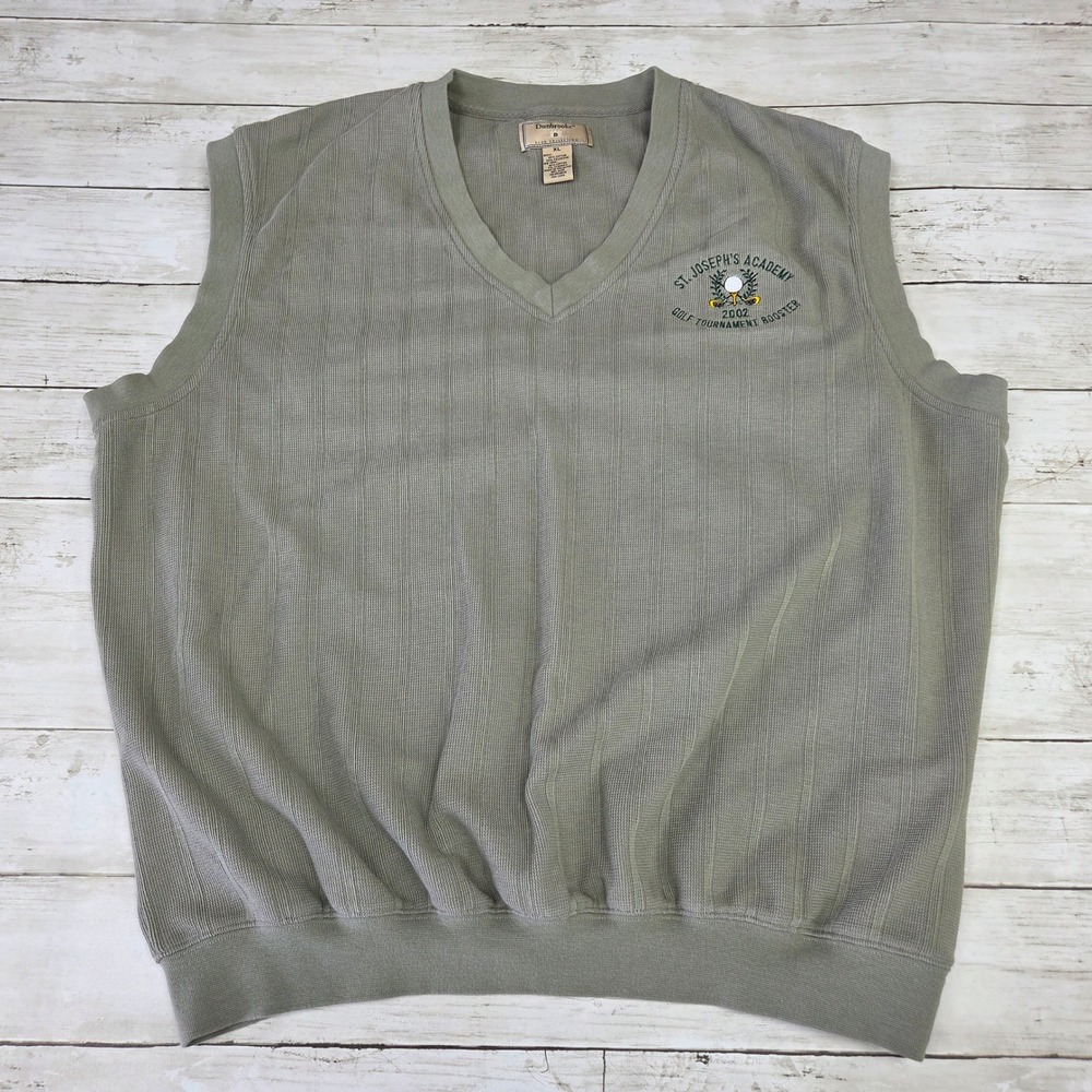 VTG Dunbrooke Mens‎ XL Sage Green Golf Sweater Vest St Josephs Academy 2002